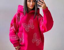 Трендове худі over size із сяючими стразами Трендове худі over size із сяючими стразами | PUSHKA SHOP