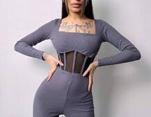 Облягаючий трикотажний комбінезон з елементами корсету  | PUSHKA SHOP