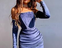 Оксамитова корсетна сукня міні, декорована стразами     Ручна робота  | PUSHKA SHOP