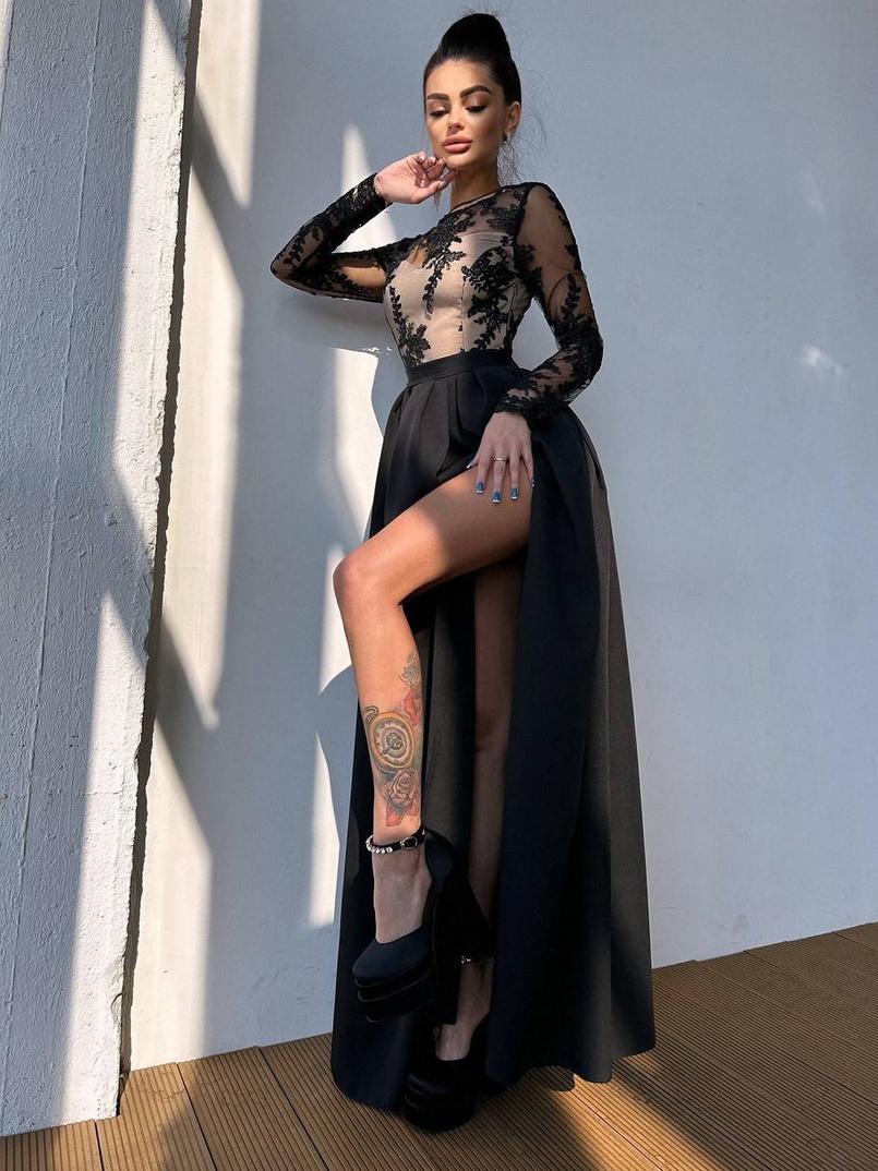 Сукня максі з мереживом  | PUSHKA SHOP