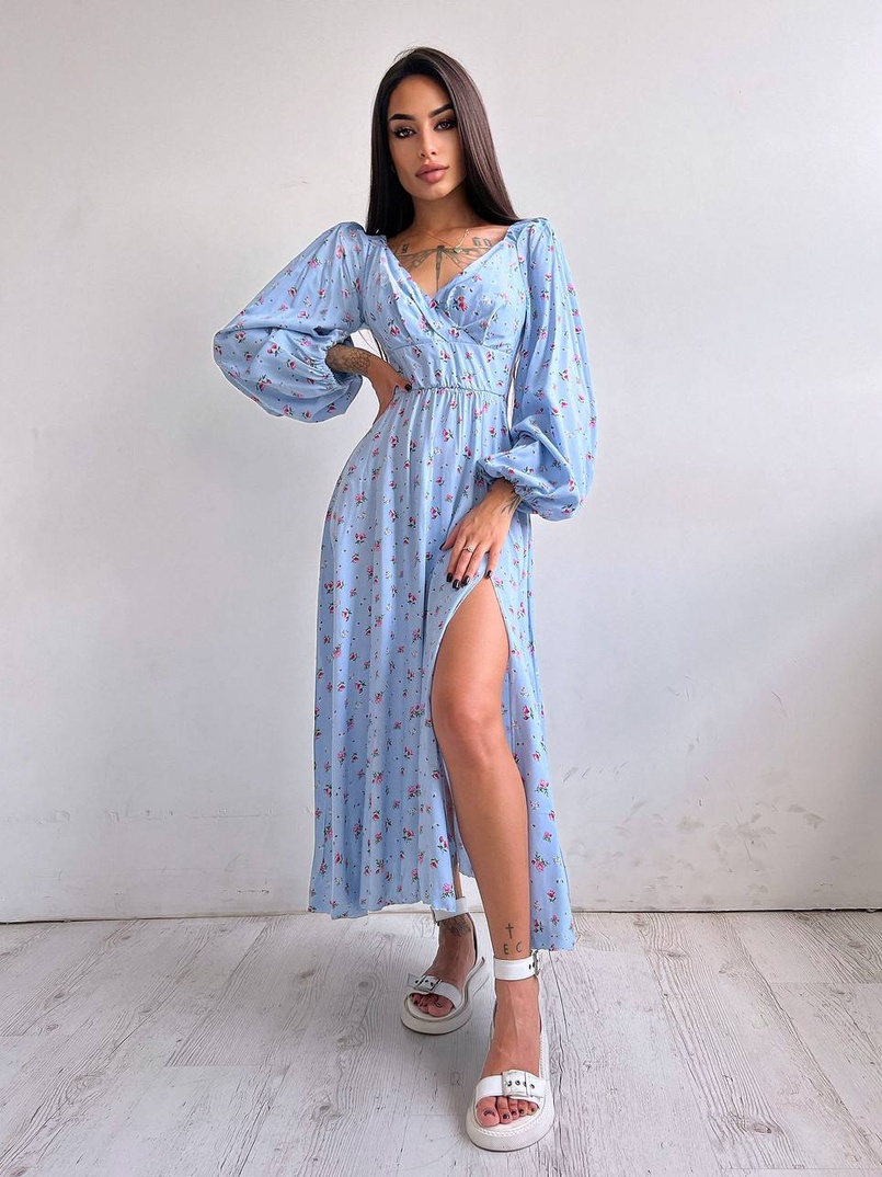 Квіткова сукня з розрізом на спідниці Квіткова сукня з розрізом на спідниці | PUSHKA SHOP