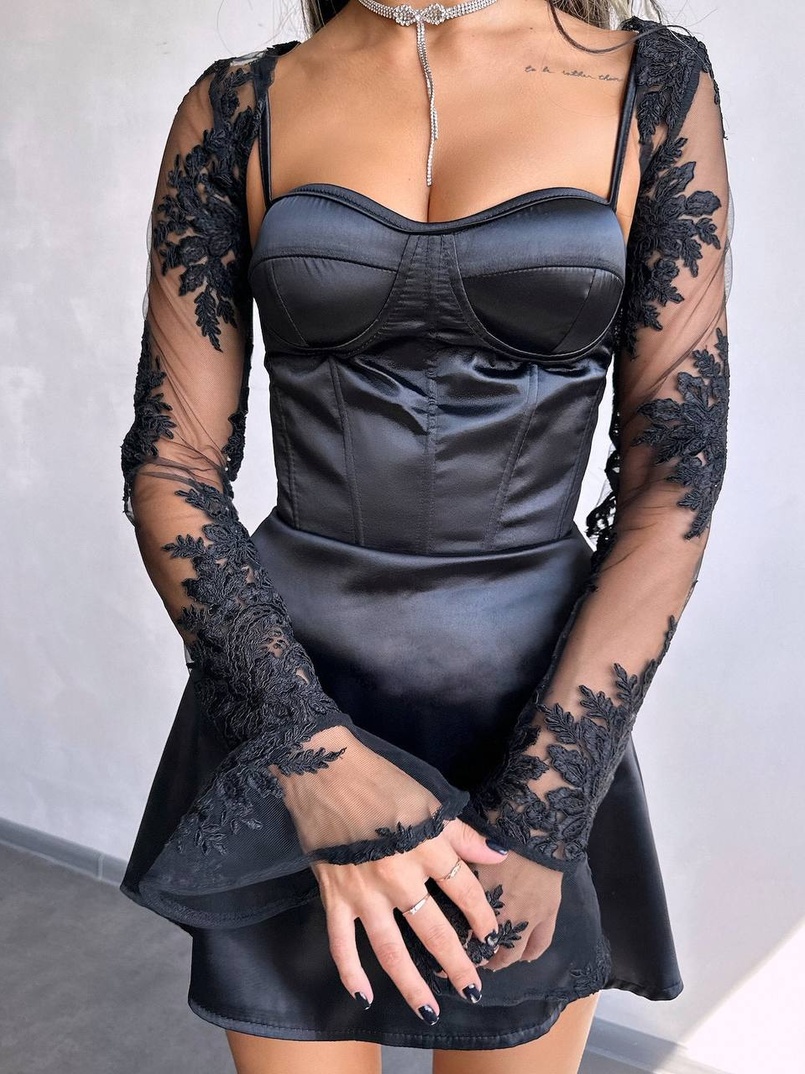 Атласна корсетна сукня-бюстьє + мереживне болеро | PUSHKA SHOP