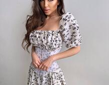 Сукня міді з розрізом в квітковий принт + прозорий корсет Сукня міді з розрізом в квітковий принт + прозорий корсет | PUSHKA SHOP