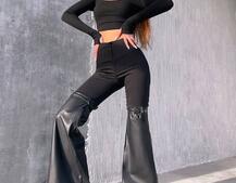 Штани-кльош  з металевими застібками   | PUSHKA SHOP