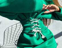 Тепле затишне худі over-size на флісі + корсет на шнурівці Можна носити з корсетом та без | PUSHKA SHOP