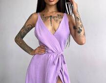 Муслиновое платье с запахом  | PUSHKA SHOP