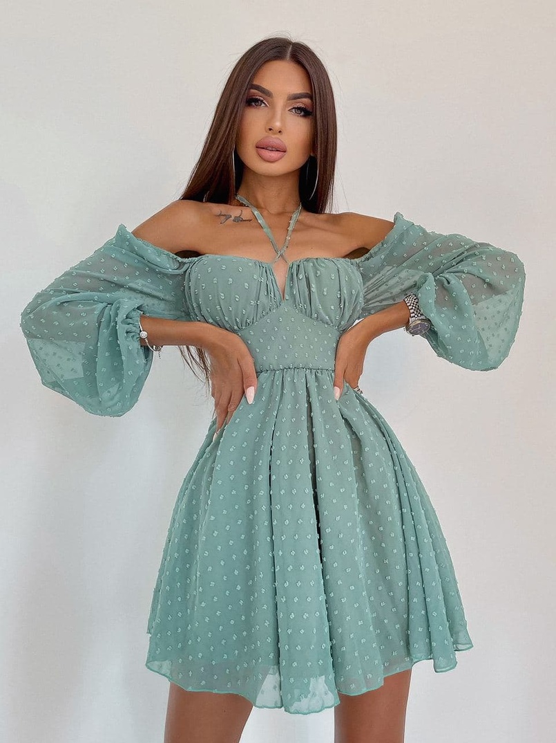 Шифоновое платье с завязками на груди Шифоновое платье с завязками на груди | PUSHKA SHOP