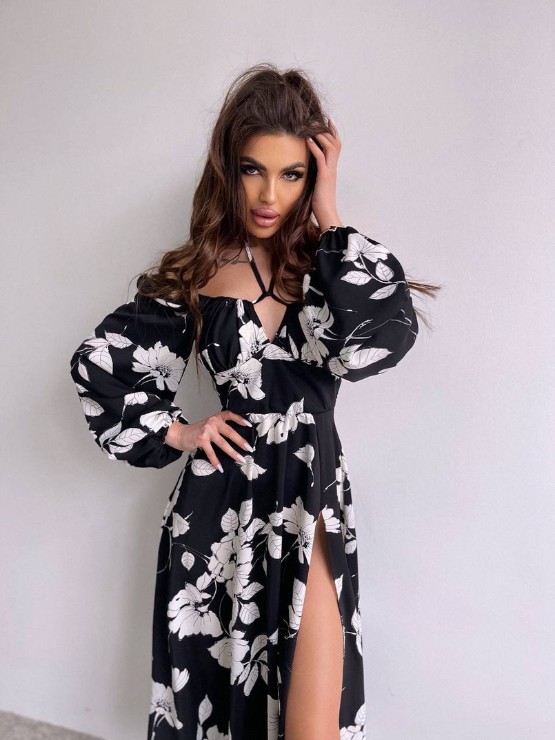 Сукня міді з квітковим принтом  | PUSHKA SHOP