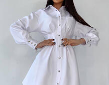 Приталенное платье-рубашка на кнопках с открытой спиной | PUSHKA SHOP