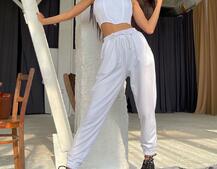 Трикотажный комплект: топ с элементами корсета на шнуровке + джоггеры  Трикотажный комплект: топ с элементами корсета на шнуровке + джоггеры  | PUSHKA SHOP