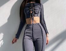 Комплект: топ зі шнурівкою на грудях + легінси | PUSHKA SHOP