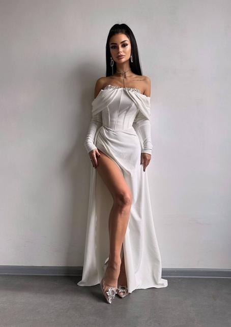 Оксамитова сукня максі декорована стразами  Ручна робота  | PUSHKA SHOP