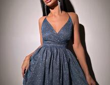 Блискуча сукня з пишною спідницею та шнурівкою на спинці | PUSHKA SHOP