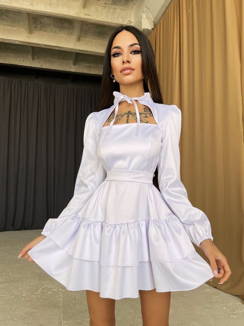 Атласное платье с рюшами  Атласное платье с рюшами  | PUSHKA SHOP