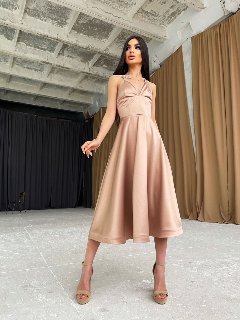 Платье-миди с корсетным верхом  | PUSHKA SHOP