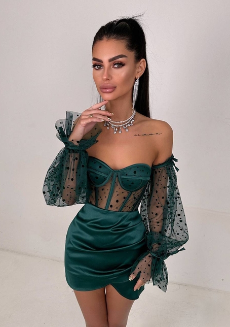 Улюблений комплект в новому виконанні: корсет бюстьє з об’ємними рукавами + спідниця міні | PUSHKA SHOP