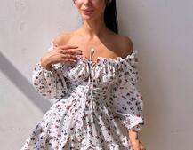 Сукня з квітковим принтом з воланами на ґудзиках Сукня з квітковим принтом з воланами на ґудзиках | PUSHKA SHOP