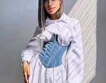 Приталена сорочка + корсет декорований камінцями Ручна робота Приталена сорочка + корсет декорований камінцями Ручна робота | PUSHKA SHOP