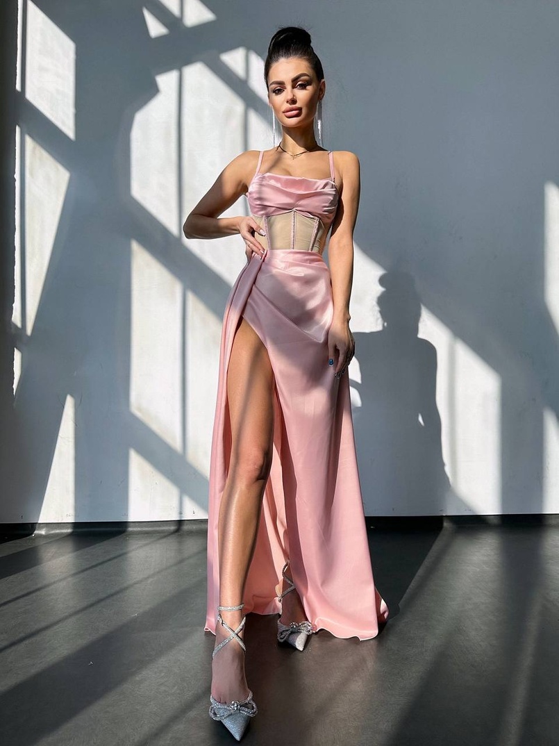 Комплект: корсет, декорований стразами + спідниця максі з драпіруванням  | PUSHKA SHOP