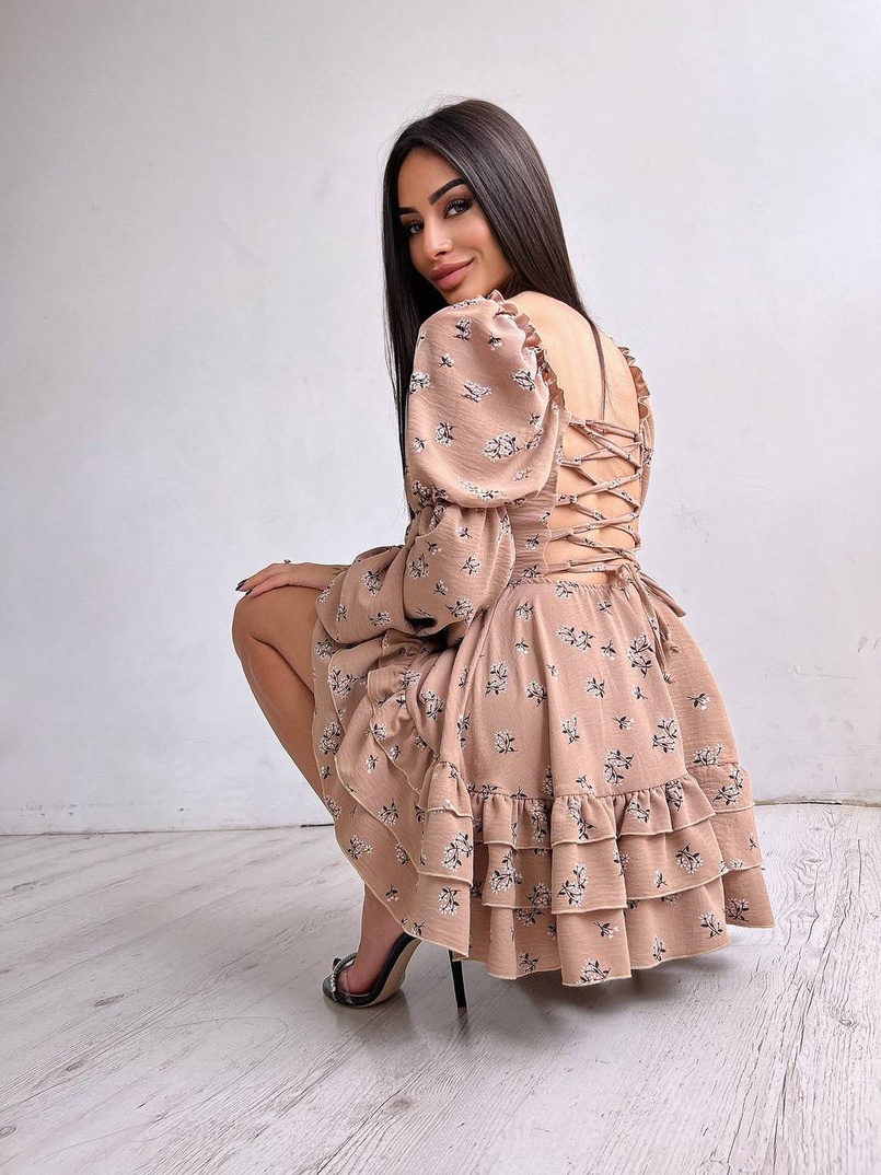 Квіткова сукня з воланами та шнуровкою по спинці Квіткова сукня з воланами та шнуровкою по спинці | PUSHKA SHOP