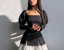 Сукня з об'ємними рукавами + спідниця з воланами Сукня з об'ємними рукавами + спідниця з воланами | PUSHKA SHOP