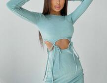 Трикотажное облегающее платье с завязками  | PUSHKA SHOP