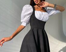 Платье с объемными рукавами из хлопка Платье с объемными рукавами из хлопка | PUSHKA SHOP