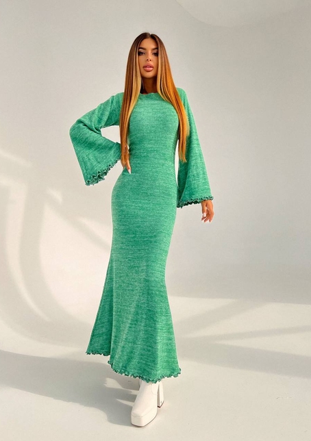 Трикотажна сукня максі з розкльошеними рукавами та відкритою спиною | PUSHKA SHOP