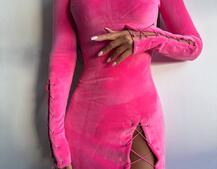 Оксамитова сукня міді зі шнурівкою | PUSHKA SHOP