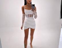 Комплект: корсет, декорований мереживом   + рукавички+ спідниця міні з драпіруванням   | PUSHKA SHOP