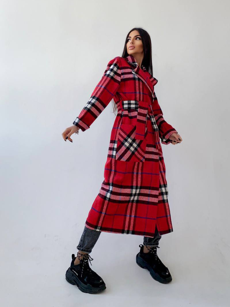 Кашемировое пальто в клетку на подкладке Кашемировое пальто в клетку на подкладке | PUSHKA SHOP