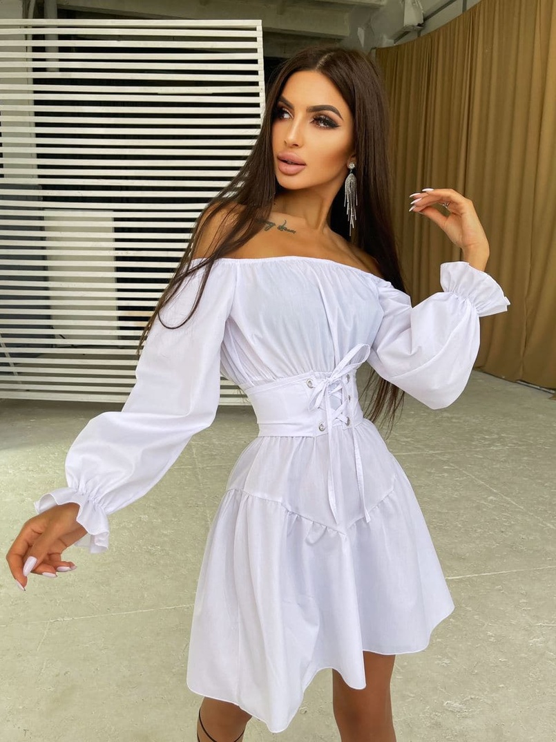 Платье из хлопка в комплекте с корсетом  | PUSHKA SHOP