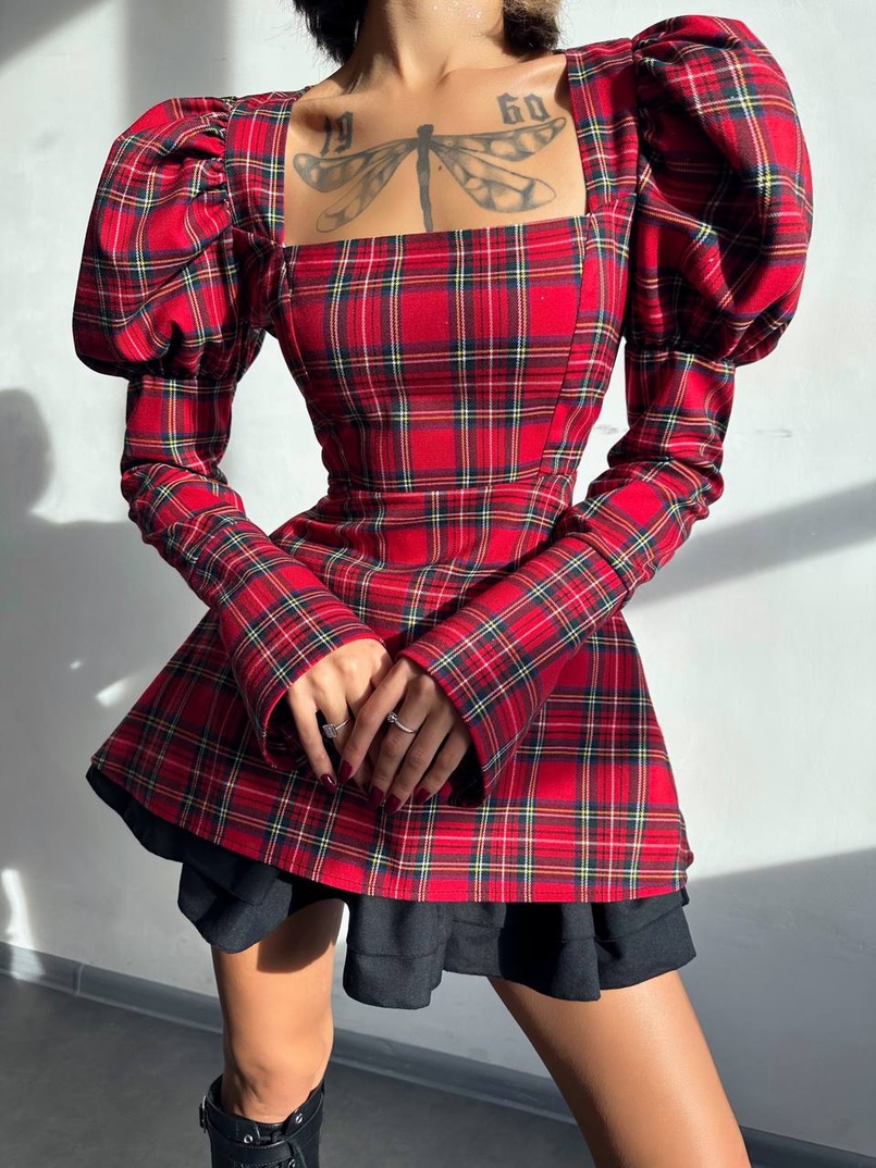 Сукня з об'ємними рукавами + спідниця з воланами | PUSHKA SHOP