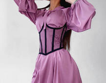 Комплект: шелковое платье на завязках с прозрачным бельевым корсетом на шнуровке Комплект: шелковое платье на завязках с прозрачным бельевым корсетом на шнуровке | PUSHKA SHOP