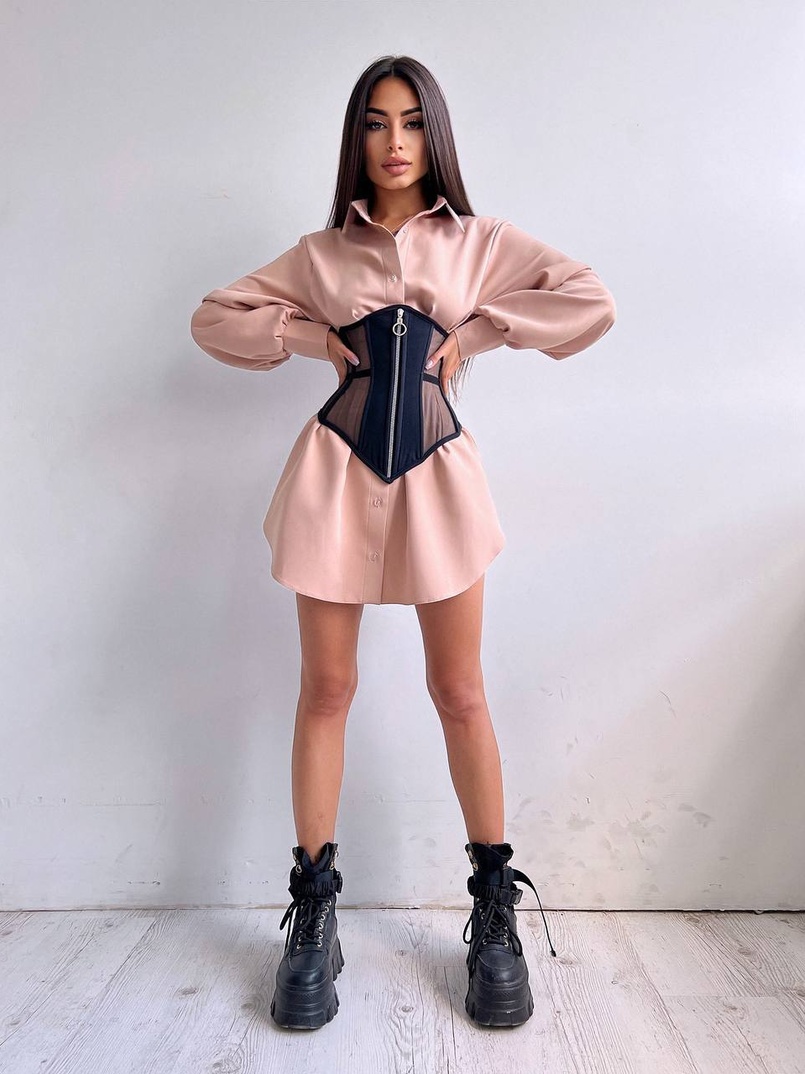 Приталена сорочка + корсет з блискавкою Приталена сорочка + корсет з блискавкою | PUSHKA SHOP