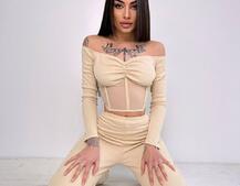 Комплект : штани кльош і топ з елементами корсету  | PUSHKA SHOP