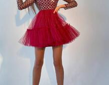 Платье с блестящим верхом и пышной фатиновой юбкой Платье с блестящим верхом и пышной фатиновой юбкой | PUSHKA SHOP