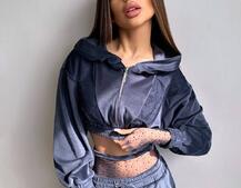 Велюровий комплект декорований стразами( бомбер+ рукавички+ штани + трусики) | PUSHKA SHOP