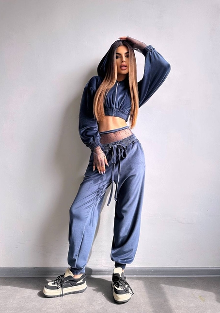 Велюровий комплект декорований стразами( бомбер+ рукавички+ штани + трусики) | PUSHKA SHOP