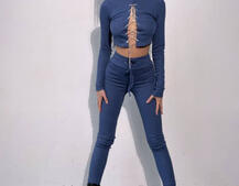 Костюм:  легінси та топ з шнурівкою зі страз Костюм:  легінси та топ з шнурівкою зі страз | PUSHKA SHOP