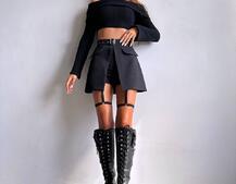 Комплект: топ + спідниця-шорти з портупеями Комплект: топ + спідниця-шорти з портупеями | PUSHKA SHOP