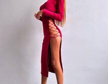 Оксамитова сукня  зі шнурівкою та підплічниками  | PUSHKA SHOP