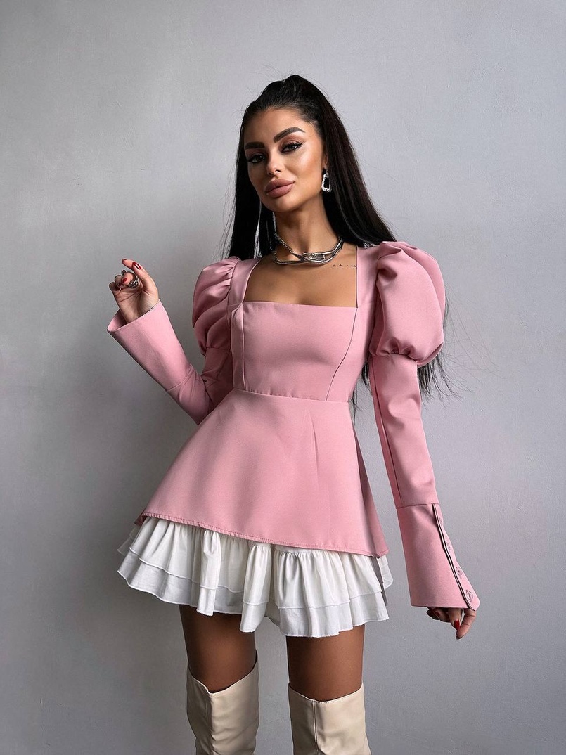 Сукня з об'ємними рукавами + спідниця з воланами | PUSHKA SHOP