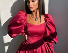 Сукня з обʼємними рукавами та спідницею балоном  | PUSHKA SHOP