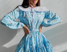 Платье со съёмным воротничком и подъюбником   | PUSHKA SHOP