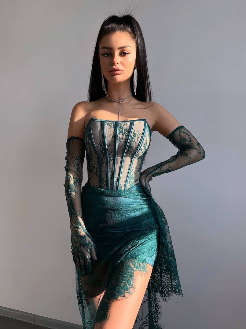 Мереживна сукня максі з рукавичками  | PUSHKA SHOP