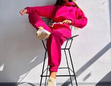 Базовий костюм на флісі з об'ємними капюшоном | PUSHKA SHOP