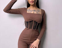 Облягаючий трикотажний комбінезон з елементами корсету  | PUSHKA SHOP
