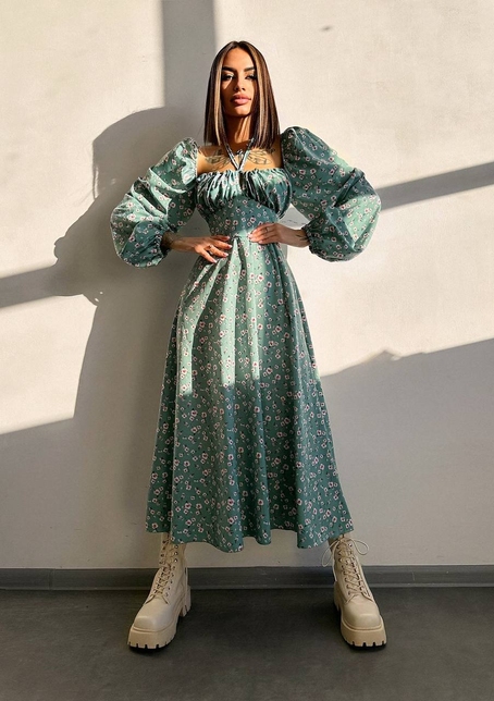 Улюблена сукня-міді зі шнурівкою на талії  | PUSHKA SHOP