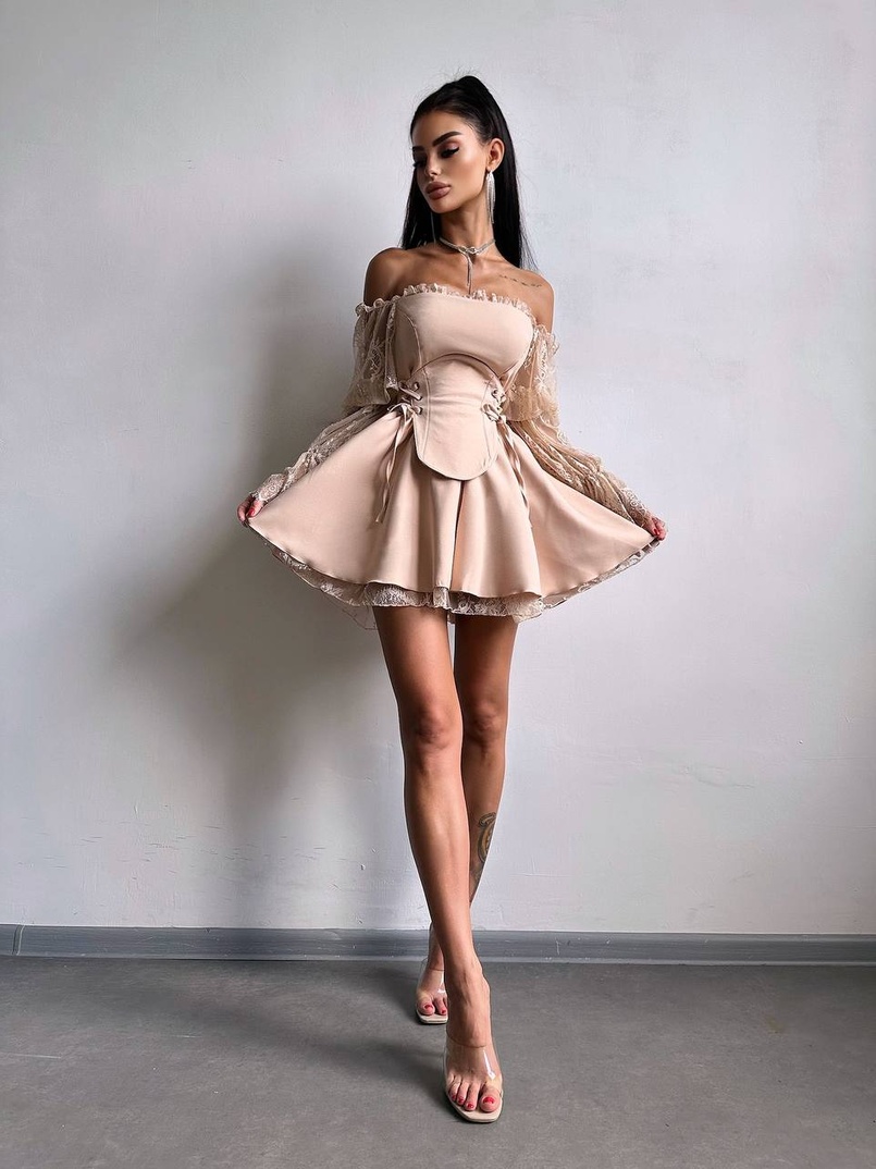Сукня з корсетом декорована мереживом  | PUSHKA SHOP